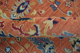 custom Made Hand Knotted Rust and Beige Traditional Turkish Knot Oushak Wool Rug