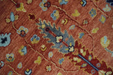custom Made Hand Knotted Rust and Beige Traditional Turkish Knot Oushak Wool Rug