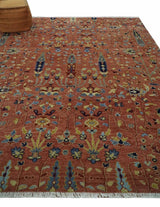 custom Made Hand Knotted Rust and Beige Traditional Turkish Knot Oushak Wool Rug