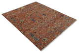 custom Made Hand Knotted Rust and Beige Traditional Turkish Knot Oushak Wool Rug