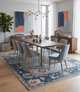 Custom Made Hand Knotted Silver and Blue Colorful Traditional Oushak Wool Area Rug