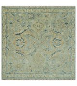 Custom Made Hand Knotted Silver and Blue Traditional Oushak Wool Rug