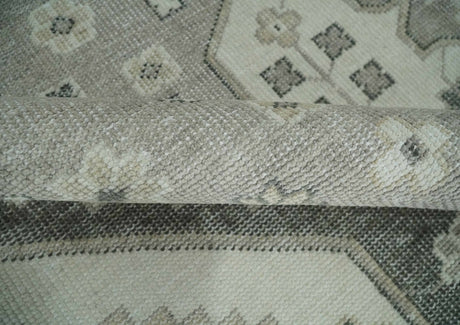 Custom Made Hand Knotted Silver, Charcoal and Ivory Traditional Medallion Wool Area Rug