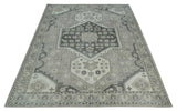 Custom Made Hand Knotted Silver, Charcoal and Ivory Traditional Medallion Wool Area Rug