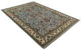 Custom Made Hand Knotted Silver, Olive and Ivory Traditional Oriental Oushak Wool Rug