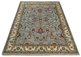 Custom Made Hand Knotted Silver, Olive and Ivory Traditional Oriental Oushak Wool Rug
