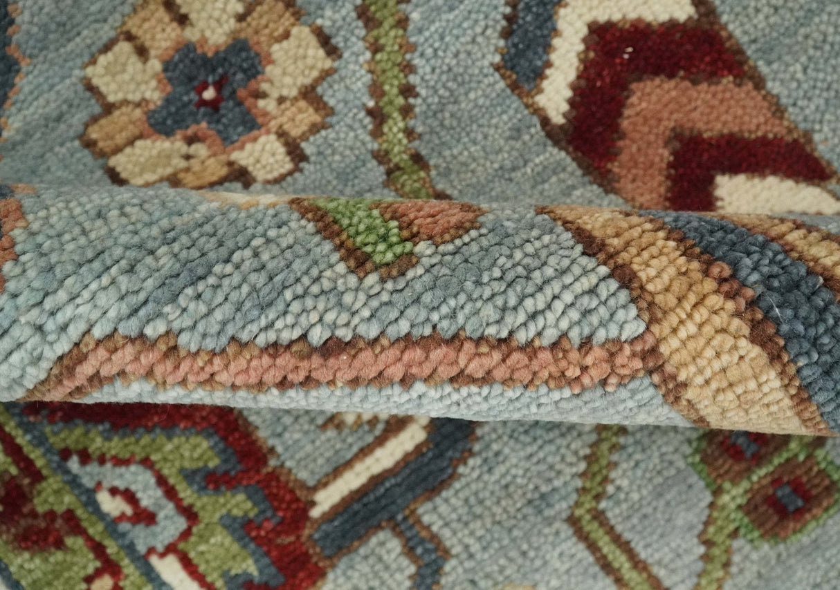 Custom Made Hand Knotted Silver, Olive and Ivory Traditional Oriental Oushak Wool Rug