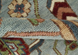 Custom Made Hand Knotted Silver, Olive and Ivory Traditional Oriental Oushak Wool Rug