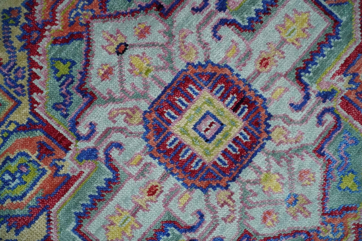 Custom Made Hand Knotted Silver, Purple and Green Traditional Wool Area Rug