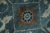 Custom Made Hand Knotted Teal and Ivory Traditional Antique Style Wool Area Rug