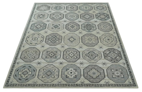Custom Made Hand Knotted Turkish Beige and Gray Area Wool Rug