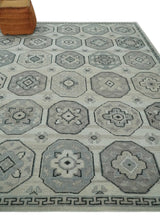 Custom Made Hand Knotted Turkish Beige and Gray Area Wool Rug