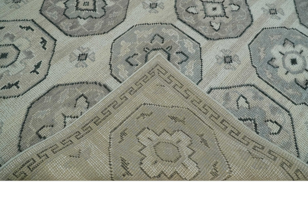 Custom Made Hand Knotted Turkish Beige and Gray Area Wool Rug