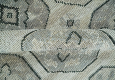 Custom Made Hand Knotted Turkish Beige and Gray Area Wool Rug