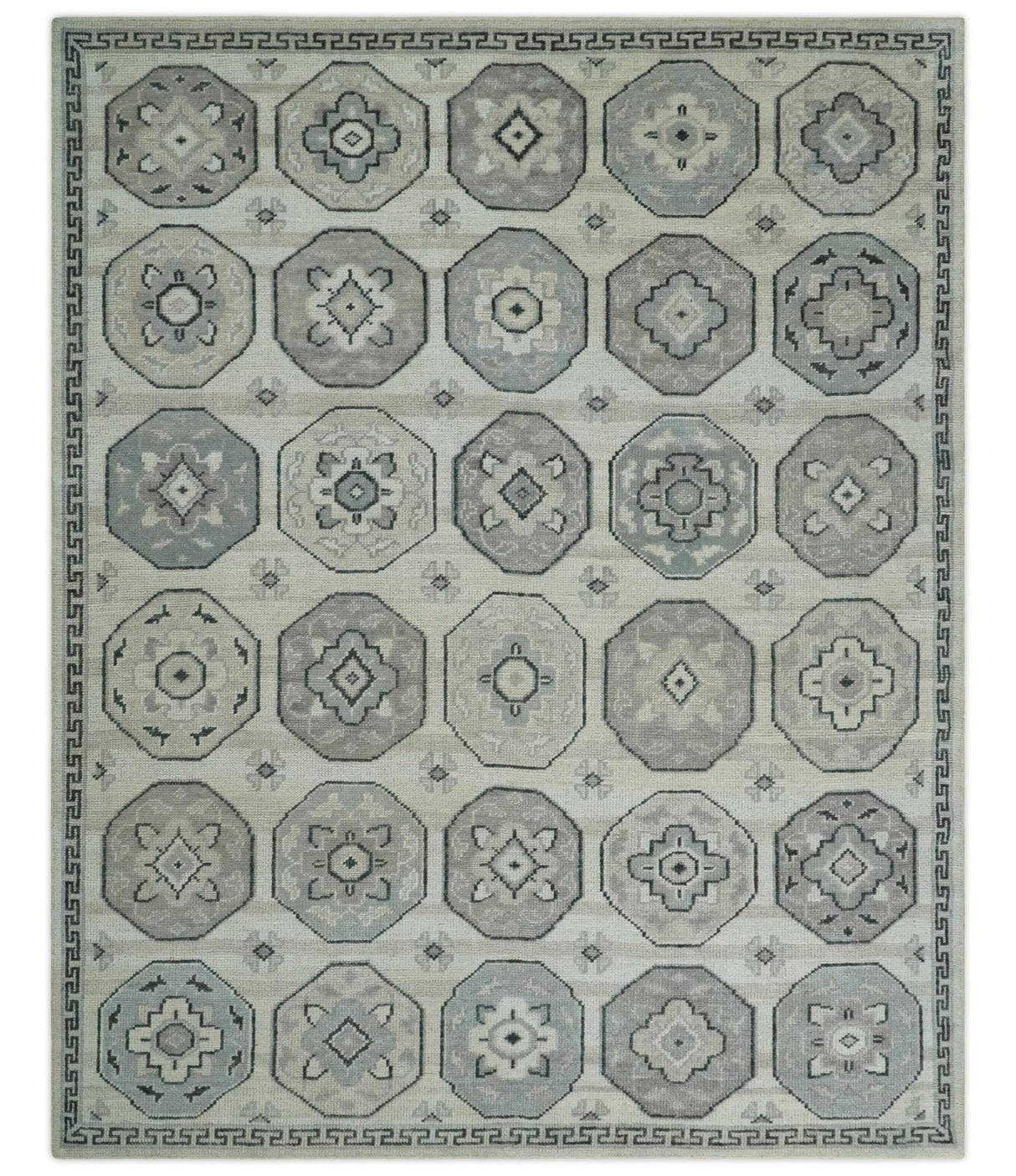 Custom Made Hand Knotted Turkish Beige and Gray Area Wool Rug