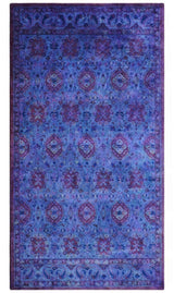 Custom Made Hand Tufted Blue Traditional Style Overdyed Wool Area Rug