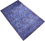 Custom Made Hand Tufted Blue Traditional Style Overdyed Wool Area Rug