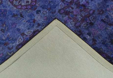 Custom Made Hand Tufted Blue Traditional Style Overdyed Wool Area Rug
