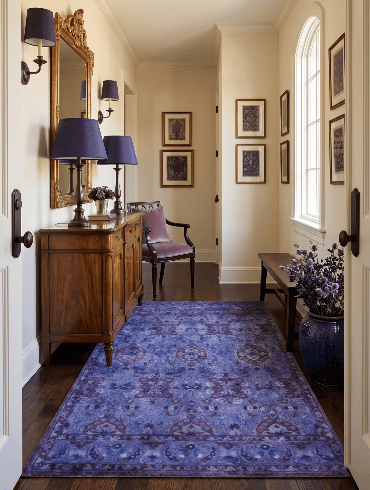 Custom Made Hand Tufted Blue Traditional Style Overdyed Wool Area Rug