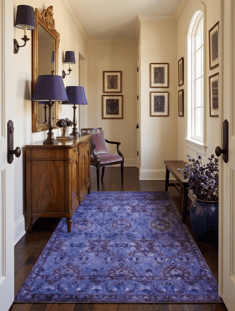 Custom Made Hand Tufted Blue Traditional Style Overdyed Wool Area Rug