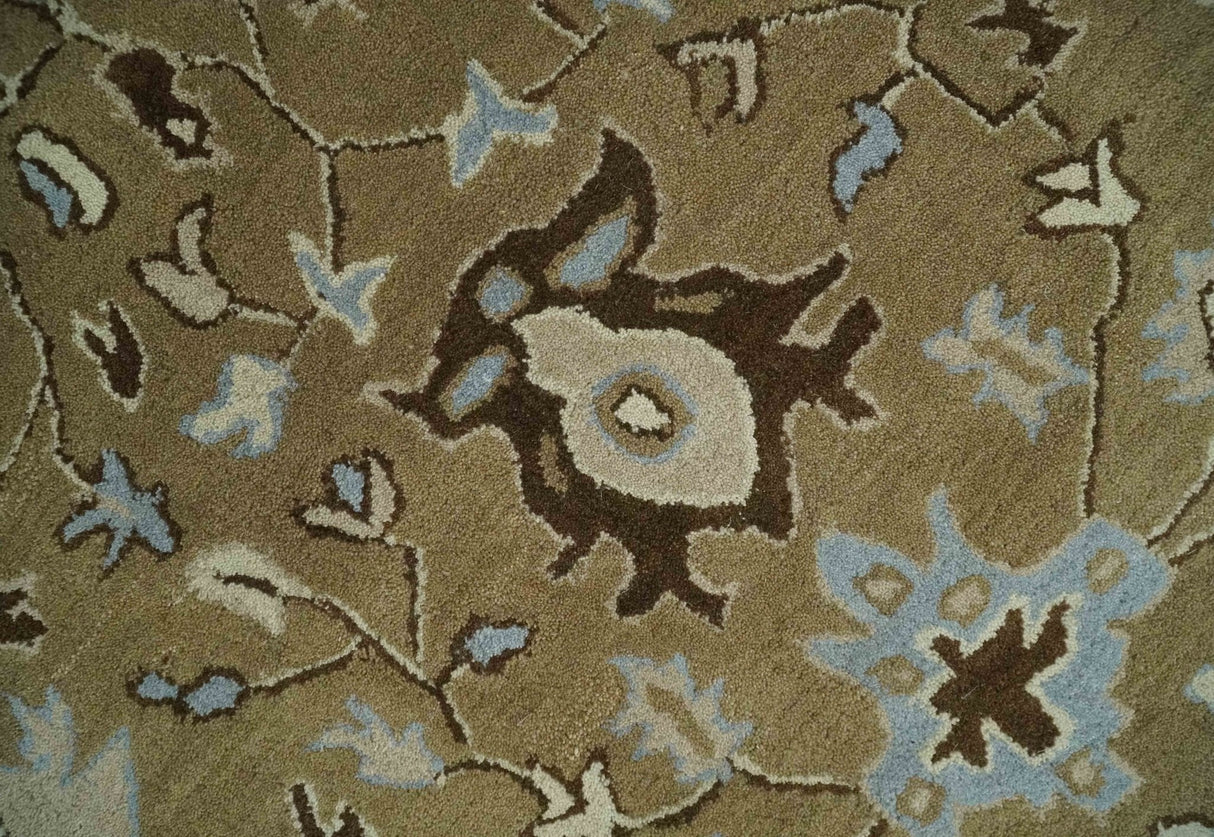 Custom Made Hand Tufted Earthy Camel and Beige Traditional Wool Oushak Rug-Area Rug-Parc Decor