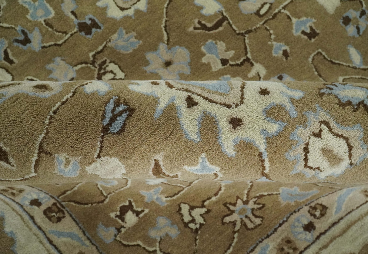 Custom Made Hand Tufted Earthy Camel and Beige Traditional Wool Oushak Rug-Area Rug-Parc Decor