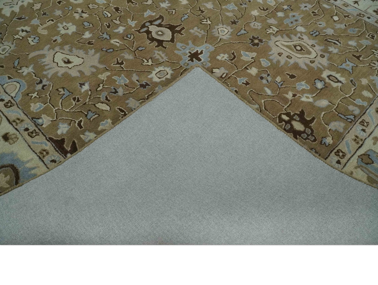 Custom Made Hand Tufted Earthy Camel and Beige Traditional Wool Oushak Rug-Area Rug-Parc Decor