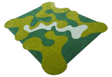 Custom Made Hand Tufted Green Modern Abstract Design Wool shape Rug