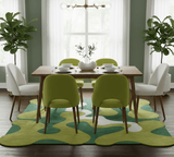 Custom Made Hand Tufted Green Modern Abstract Design Wool shape Rug