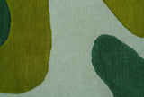 Custom Made Hand Tufted Green Modern Abstract Design Wool shape Rug