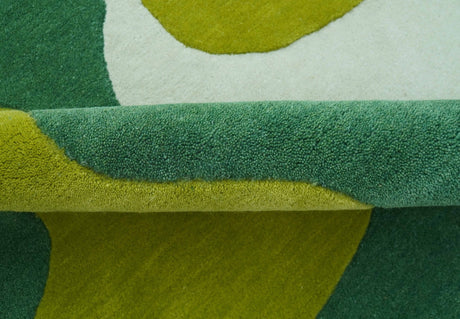 Custom Made Hand Tufted Green Modern Abstract Design Wool shape Rug