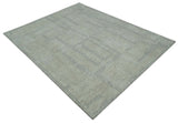 Custom Made Hand Tufted Ivory, Olive and Charcoal Modern Abstract Stripes Design Rug