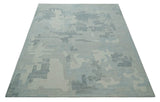 Custom Made Hand Tufted Ivory, Silver, Gray and Charcoal Modern Abstract Design Rug