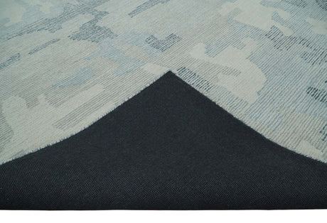 Custom Made Hand Tufted Ivory, Silver, Gray and Charcoal Modern Abstract Design Rug