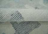 Custom Made Hand Tufted Ivory, Silver, Gray and Charcoal Modern Abstract Design Rug