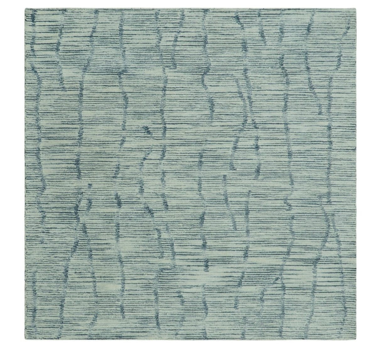 Custom Made Hand Tufted Multi Size Woolen Modern Ivory and Blue Area Rug