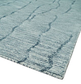 Custom Made Hand Tufted Multi Size Woolen Modern Ivory and Blue Area Rug