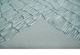 Custom Made Hand Tufted Multi Size Woolen Modern Ivory and Blue Area Rug