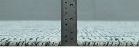 Custom Made Hand Tufted Multi Size Woolen Modern Ivory and Blue Area Rug