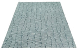 Custom Made Hand Tufted Multi Size Woolen Modern Ivory and Blue Area Rug