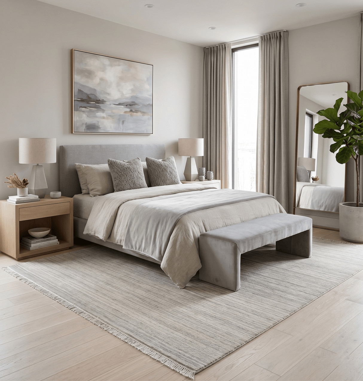 Custom Made Hand Tufted Solid Shaded Brown, Beige and Gray Area Rug