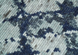 Custom Made Hand Woven Silver And Blue Abstract Trellis Moroccan Blended Wool Rug