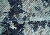 Custom Made Hand Woven Silver And Blue Abstract Trellis Moroccan Blended Wool Rug