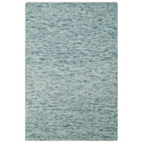 Custom Made Ivory and Blue Abstract Hand Tufted Natural Wool Area Rug-Parc Decor