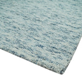 Custom Made Ivory and Blue Abstract Hand Tufted Wool Area Rug