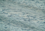 Custom Made Ivory and Blue Abstract Hand Tufted Wool Area Rug