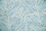 Custom Made Ivory and Blue Modern Geometric Hand Tufted Natural Wool Area Rug