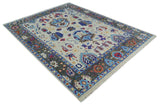 Custom Made Ivory and Gray Hand knotted Traditional Oushak wool Area Rug