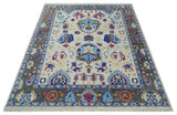 Custom Made Ivory and Gray Hand knotted Traditional Oushak wool Area Rug