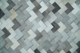 Custom Made Ivory and Gray Modern Geometrical Leather Rug